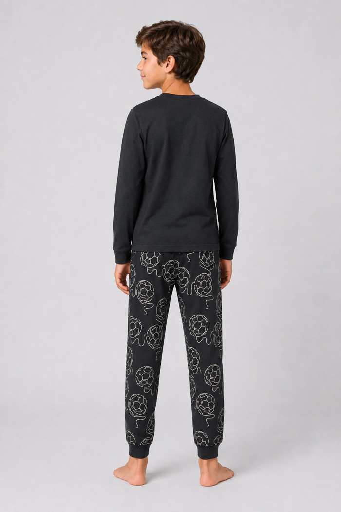 TRAX boys' black cotton football pyjama set 50896