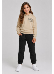 TRAX girls' beige hooded tracksuit with black trousers Dance Girl 50639