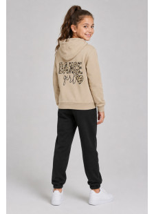 TRAX girls' beige hooded tracksuit with black trousers Dance Girl 50639