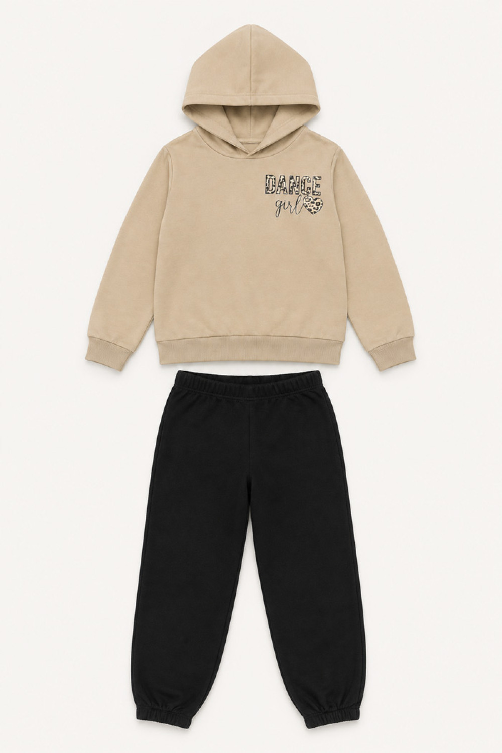 TRAX girls' beige hooded tracksuit with black trousers Dance Girl 50639