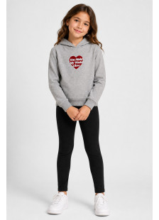 TRAX grey hooded tracksuit with black leggings and heart print, model 50618