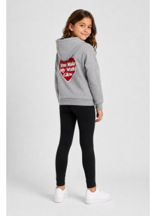 TRAX grey hooded tracksuit with black leggings and heart print, model 50618