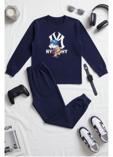 NINA CLUB navy boys' pyjama set with NY City Bear print