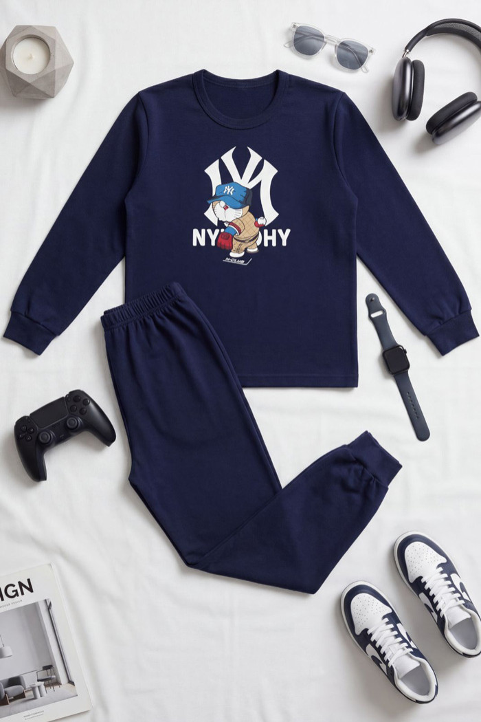NINA CLUB navy boys' pyjama set with NY City Bear print