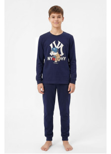 NINA CLUB navy boys' pyjama set with NY City Bear print