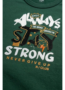 NINA CLUB dark green and black boys' pyjama set with Stay Strong print
