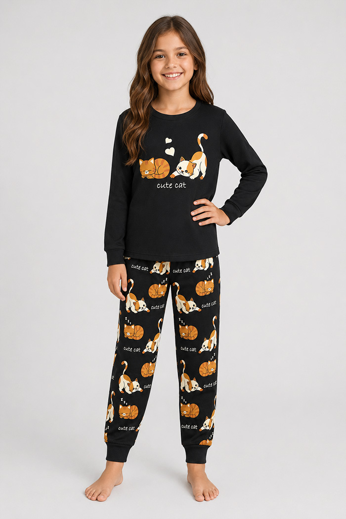 TRAX Cute Cat Girls' Pyjama Set 50693