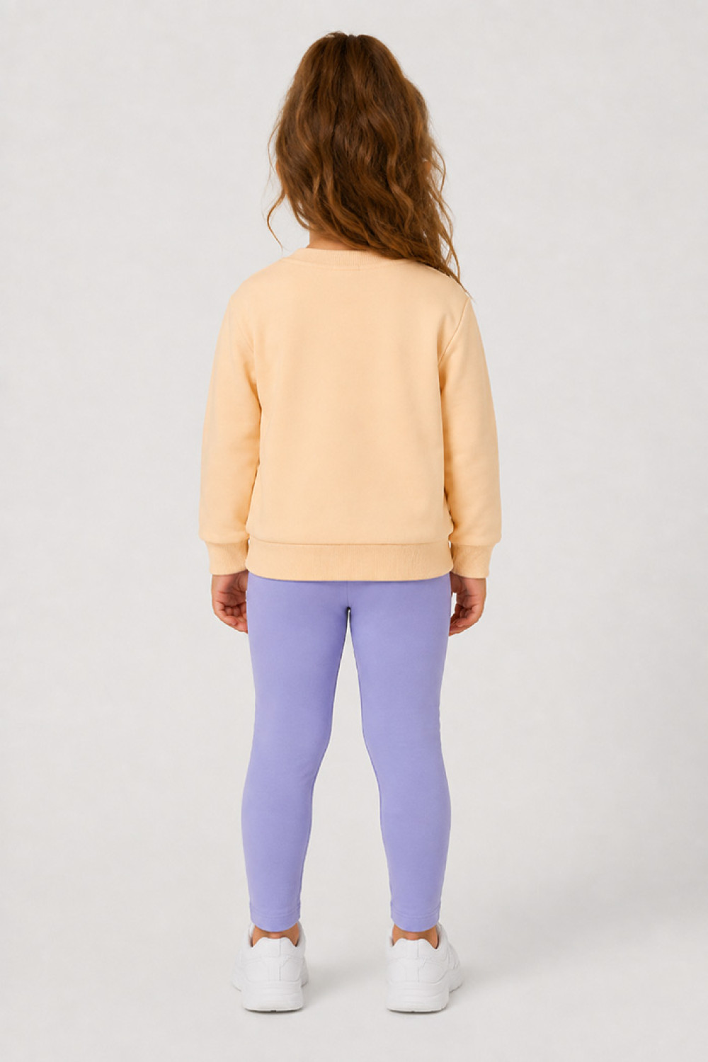 TRAX salmon and ecru girls' sweatshirt and lilac leggings set with Big Smile Club print