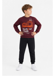 TRAX Weekend Club 50823 boys' burgundy and black winter tracksuit set