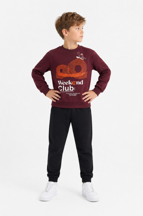TRAX Weekend Club Boys' Winter Tracksuit Set 50823 – Burgundy/Black