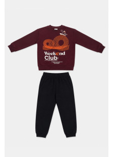 TRAX Weekend Club 50823 boys' burgundy and black winter tracksuit set