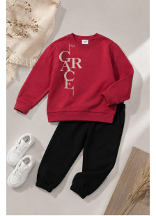 TRAX Grace 50626 girls' magenta and black winter tracksuit set