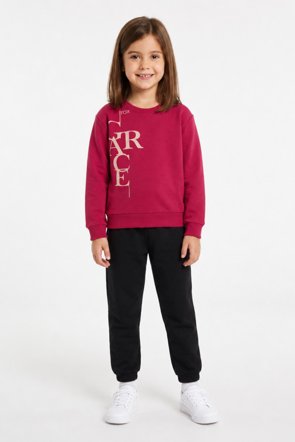 TRAX Grace 50626 girls' magenta and black winter tracksuit set