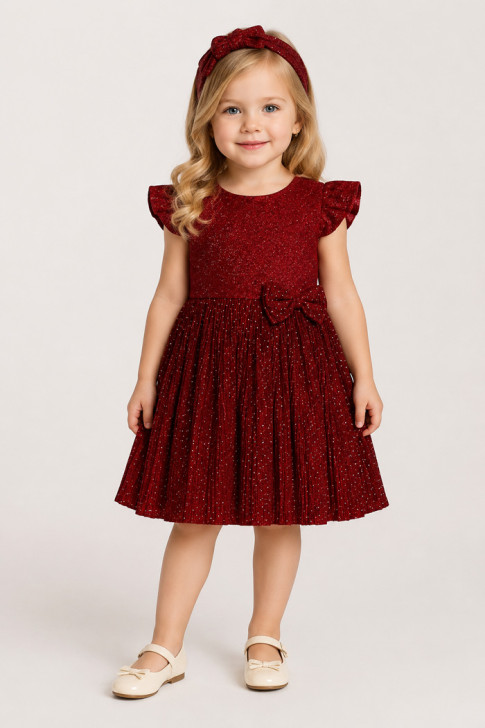 TRAX Girls' Occasion Dress with Headband 50748 – Burgundy