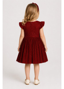 TRAX 50748 girls' burgundy occasion dress with matching headband