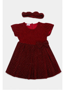 TRAX 50748 girls' burgundy occasion dress with matching headband