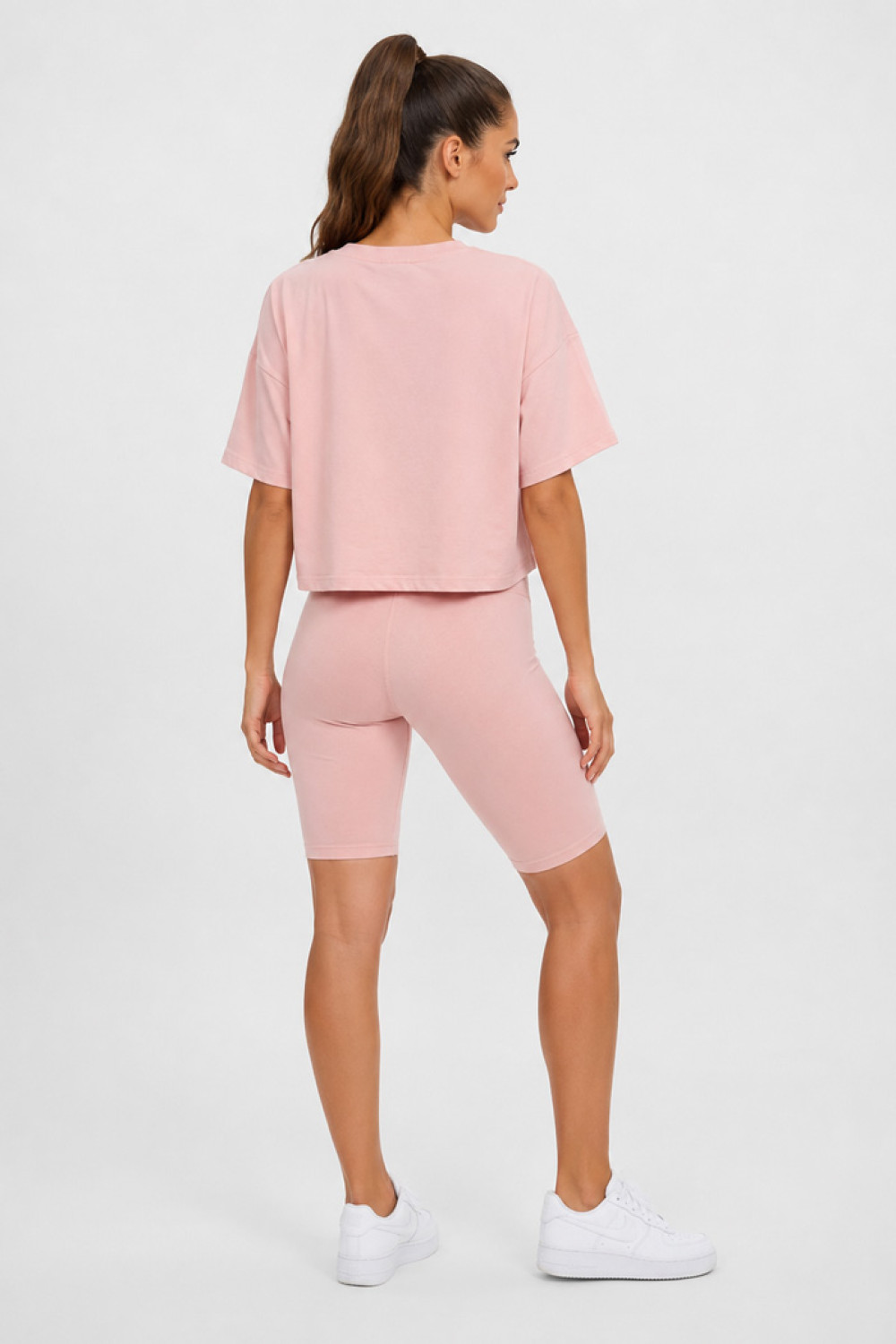 TRAX powder pink summer top and cycling leggings set 43601