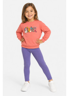 TRAX Sister salmon sweatshirt and purple leggings set for girls 50703