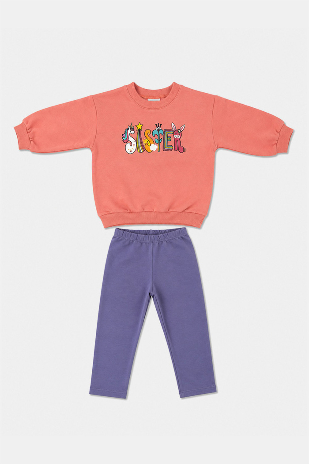 TRAX Sister salmon sweatshirt and purple leggings set for girls 50703