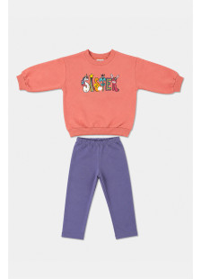 TRAX Sister salmon sweatshirt and purple leggings set for girls 50703