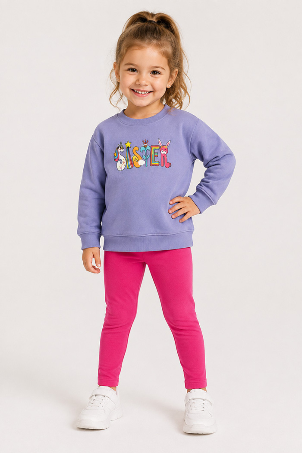 TRAX Sister lilac sweatshirt and fuchsia leggings set for girls 50703-2