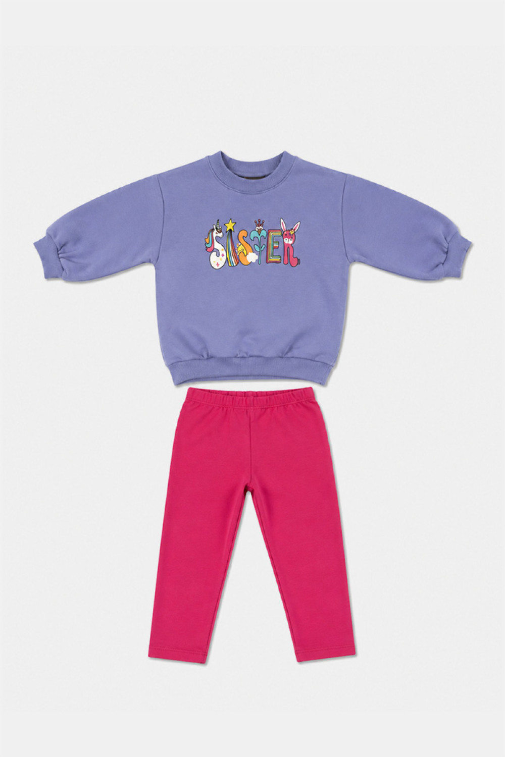 TRAX Sister lilac sweatshirt and fuchsia leggings set for girls 50703-2