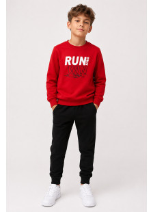 TRAX Run and Win red sweatshirt and black track pants set for boys 50828-2