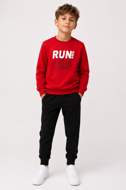 TRAX Run and Win Boys' Tracksuit Set 50828-2 – Red/Black