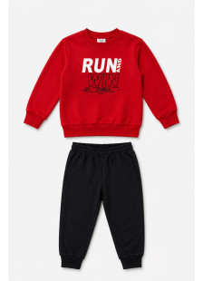 TRAX Run and Win red sweatshirt and black track pants set for boys 50828-2