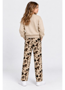 TRAX Boston beige sweatshirt and animal print wide-leg pants set for girls 50632