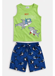 TRAX lime T-shirt and shorts summer set for boys 43429