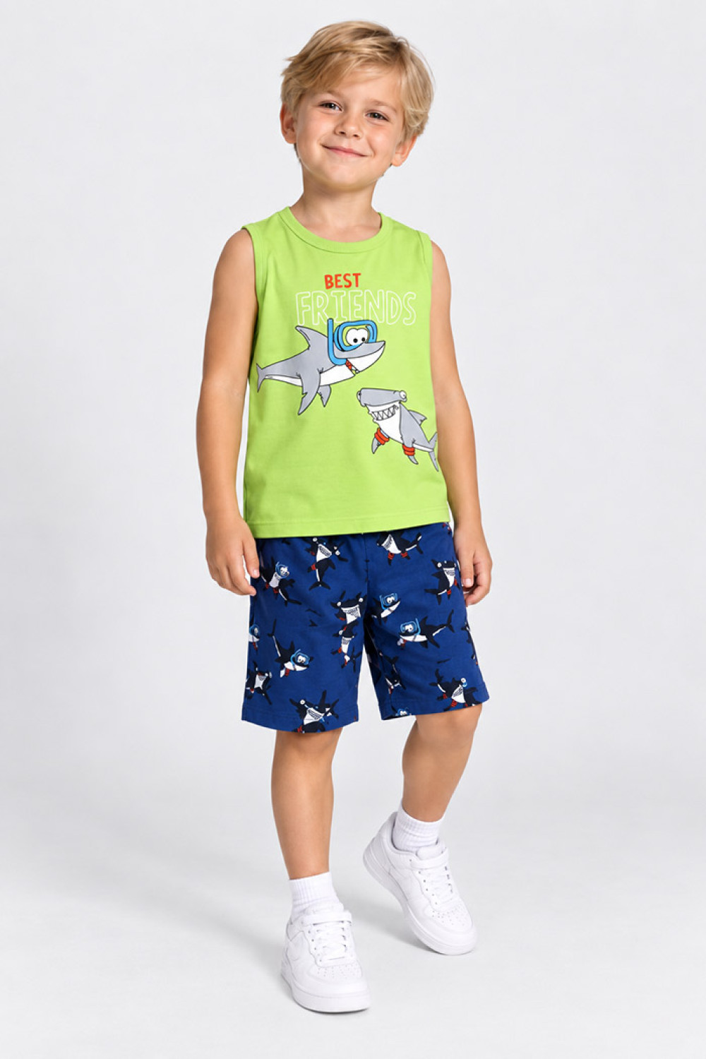 TRAX lime T-shirt and shorts summer set for boys 43429