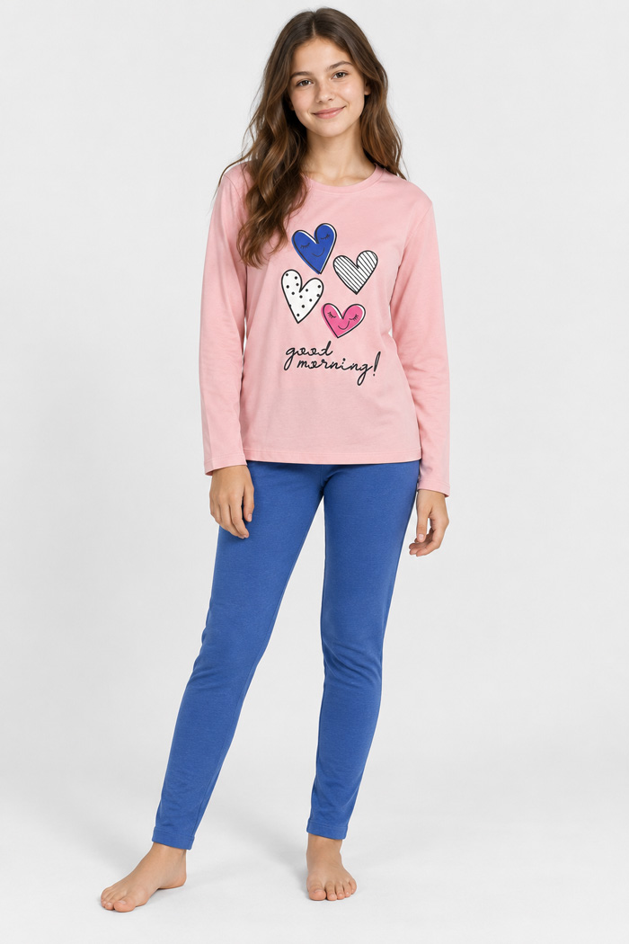 TRAX Good Morning Girls' Pyjama Set 46698 – Pastel Pink/Blue