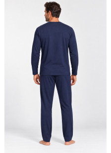 CHERRY Classic men’s navy blue, grey and burgundy colour-block pyjama set