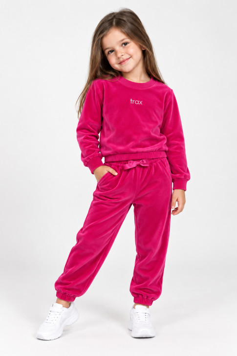TRAX Girls' Velour Tracksuit Set 50738 Magenta