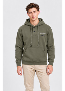 5EVENSTAR men's button hoodie with kangaroo pocket