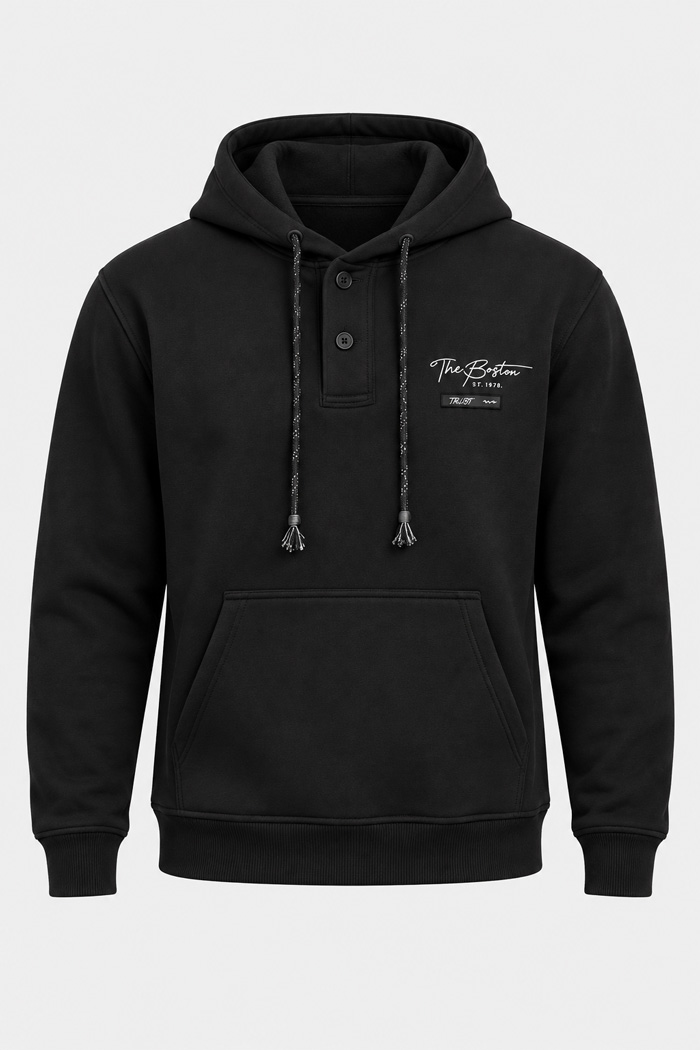 5EVENSTAR men's button hoodie with kangaroo pocket