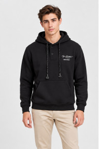 5EVENSTAR men's button hoodie with kangaroo pocket