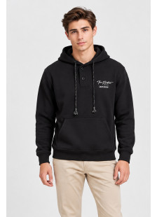 5EVENSTAR men's button hoodie with kangaroo pocket