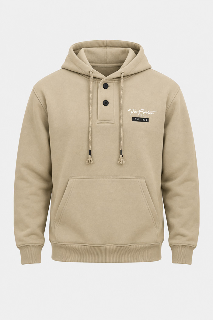 5EVENSTAR men's button hoodie with kangaroo pocket