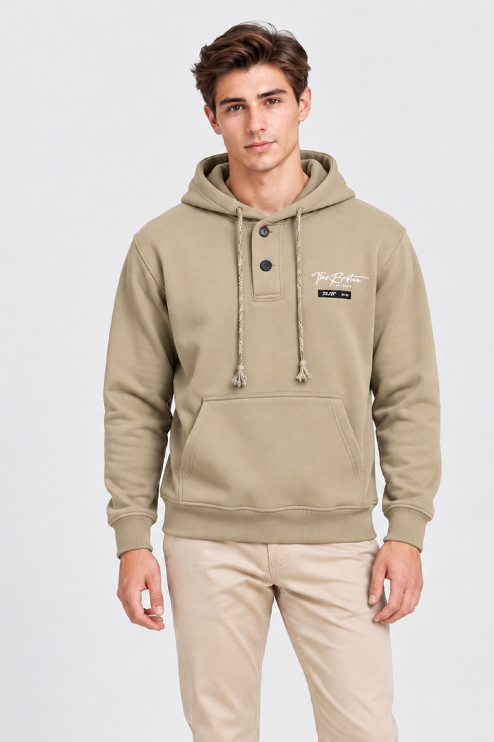 5EVENSTAR men's button hoodie with kangaroo pocket