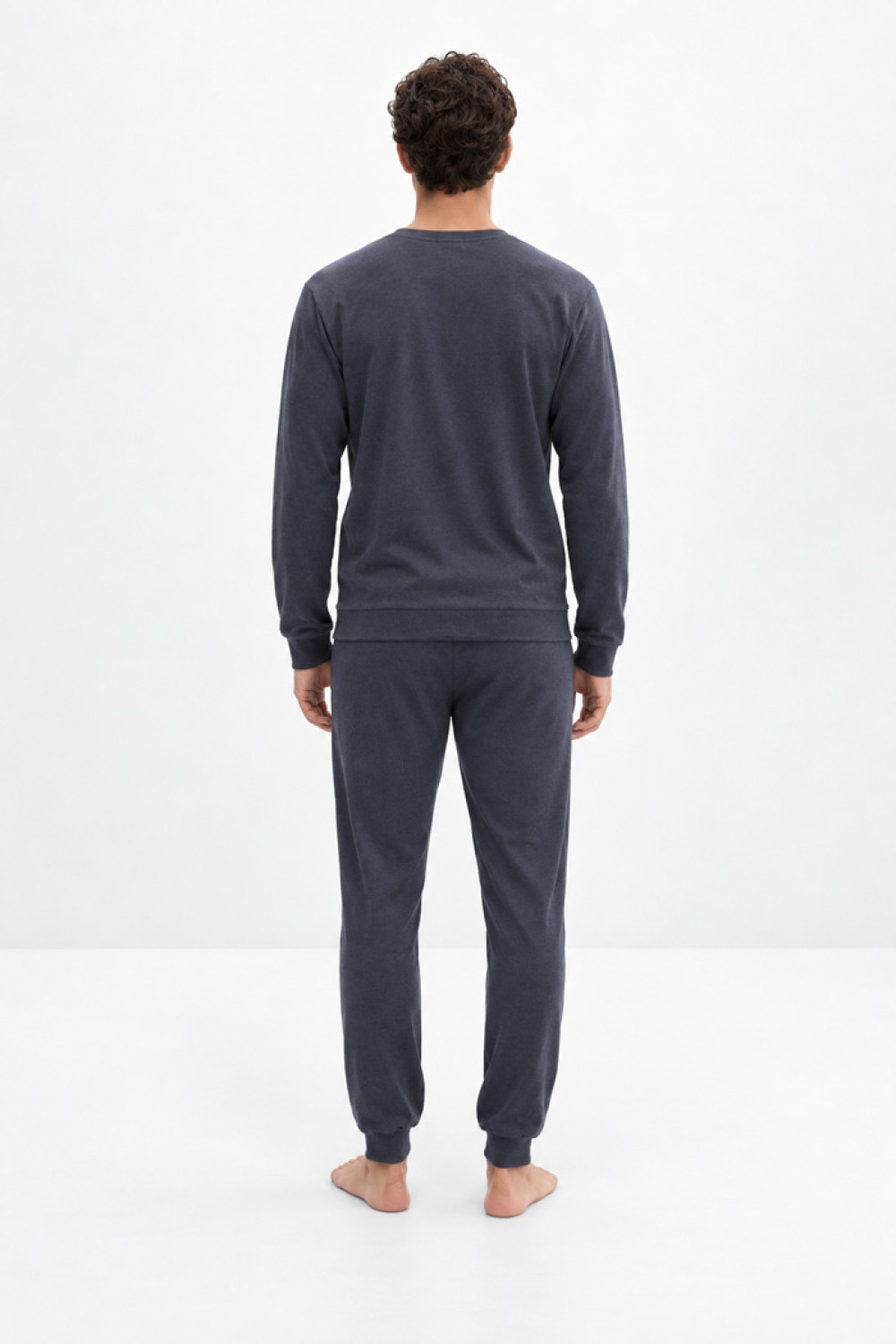 TRAX men's charcoal grey pyjama set with printed top
