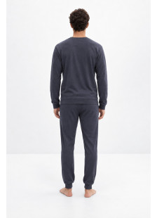 TRAX men's charcoal grey pyjama set with printed top