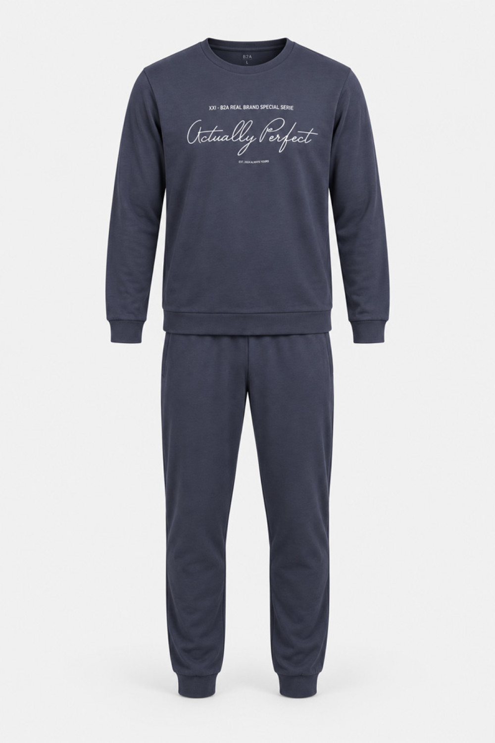 TRAX men's charcoal grey pyjama set with printed top