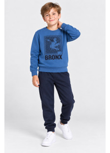 TRAX boys’ bright blue and navy sweatshirt and joggers set with BRONX print