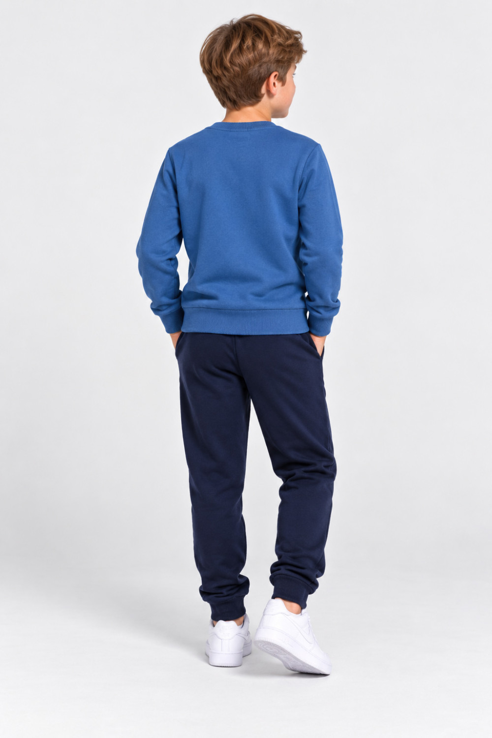 TRAX boys’ bright blue and navy sweatshirt and joggers set with BRONX print