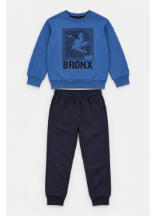 TRAX boys’ bright blue and navy sweatshirt and joggers set with BRONX print