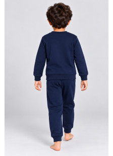 TRAX boys’ navy pyjama set with construction vehicle, moon and star print