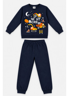 TRAX boys’ navy pyjama set with construction vehicle, moon and star print