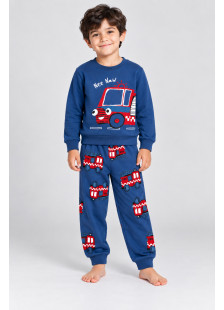 TRAX boys’ indigo pyjama set with fire vehicle print